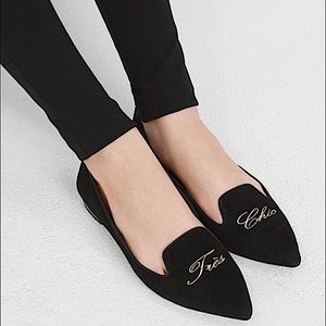 White House Black Market Tres Chic Flats Embroidered Sz 8